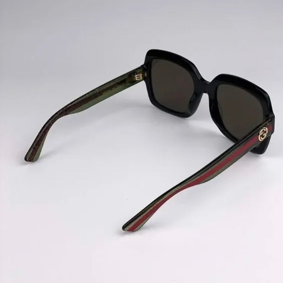 GUCCI WEB GG0036SN 002 Sunglasses Black Green Red Square Wome - Picture 9 of 15